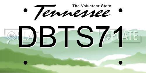 DBTS71 Tennessee License Plate