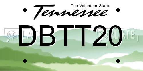 DBTT20 Tennessee License Plate