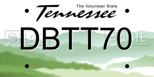 DBTT70 Tennessee License Plate