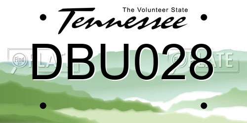 DBU028 Tennessee License Plate