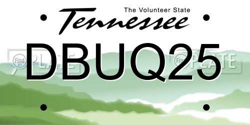 DBUQ25 Tennessee License Plate