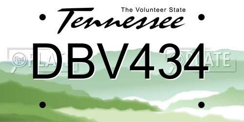 DBV434 Tennessee License Plate