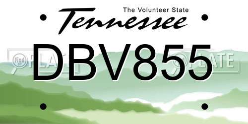 DBV855 Tennessee License Plate