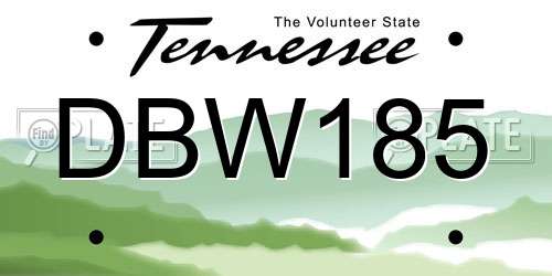 DBW185 Tennessee License Plate
