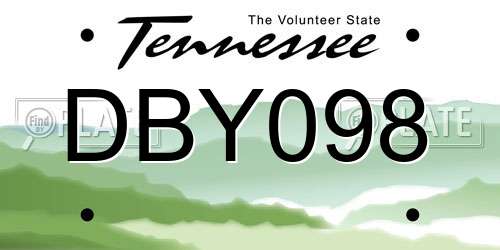 DBY098 Tennessee License Plate