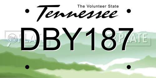 DBY187 Tennessee License Plate