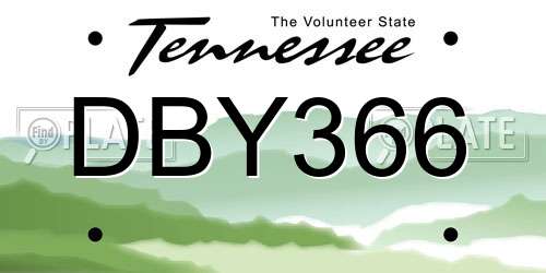 DBY366 Tennessee License Plate