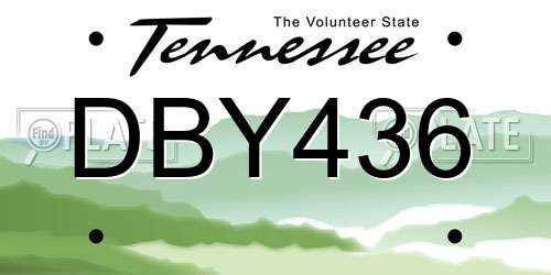 DBY436 Tennessee License Plate
