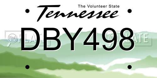DBY498 Tennessee License Plate