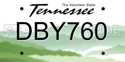 DBY760 Tennessee License Plate