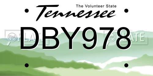 DBY978 Tennessee License Plate
