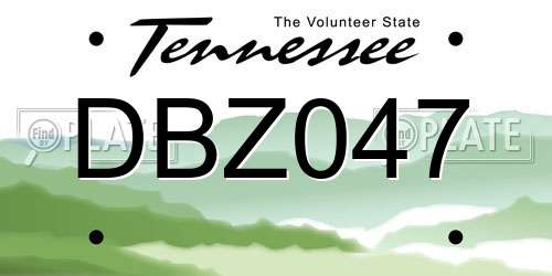 DBZ047 Tennessee License Plate
