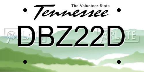 DBZ22D Tennessee License Plate