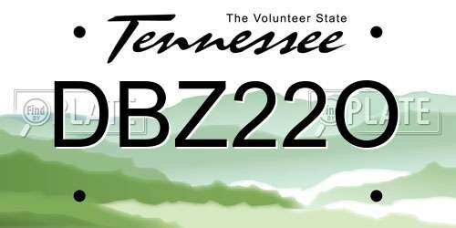 DBZ22O Tennessee License Plate