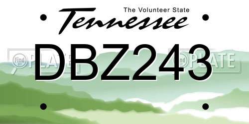 DBZ243 Tennessee License Plate