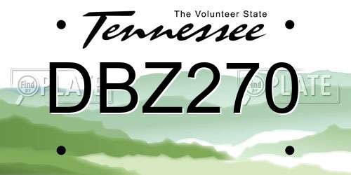 DBZ270 Tennessee License Plate