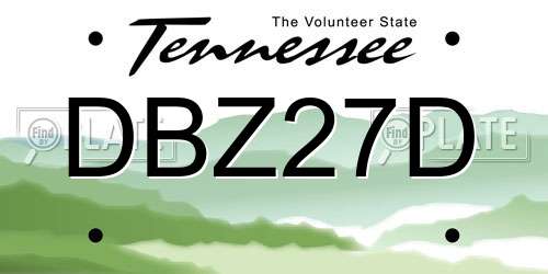 DBZ27D Tennessee License Plate