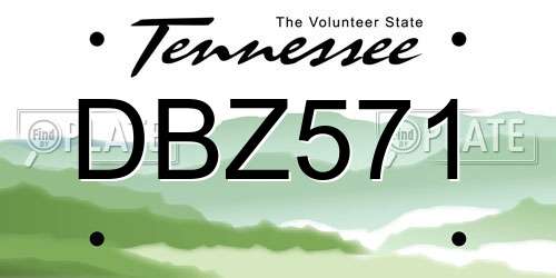 DBZ571 Tennessee License Plate