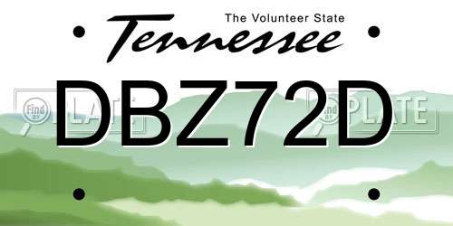 DBZ72D Tennessee License Plate
