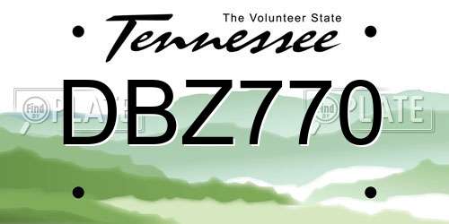 DBZ770 Tennessee License Plate