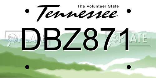 DBZ871 Tennessee License Plate