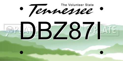 DBZ87I Tennessee License Plate