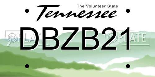 DBZB21 Tennessee License Plate