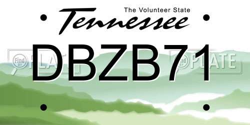 DBZB71 Tennessee License Plate