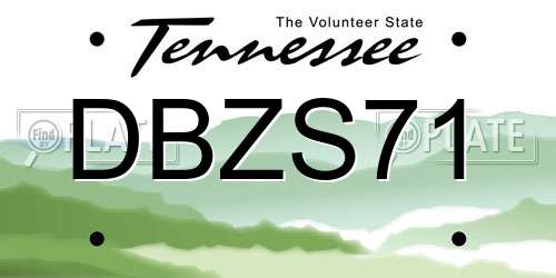DBZS71 Tennessee License Plate