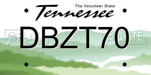DBZT70 Tennessee License Plate