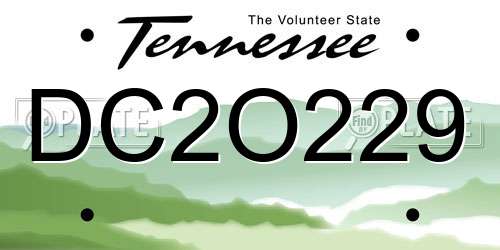 DC2O229 Tennessee License Plate