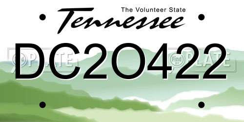 DC2O422 Tennessee License Plate