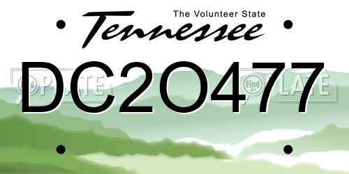 DC2O477 Tennessee License Plate