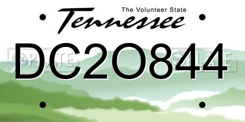 DC2O844 Tennessee License Plate