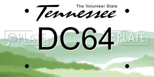 DC64 Tennessee License Plate