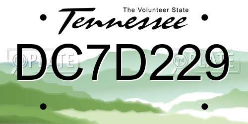 DC7D229 Tennessee License Plate