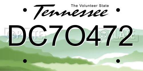 DC7O472 Tennessee License Plate