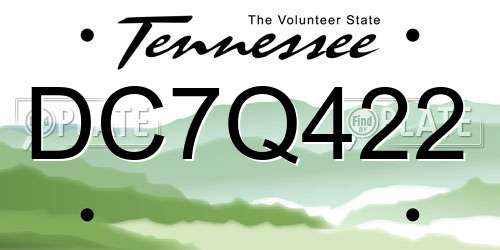 DC7Q422 Tennessee License Plate
