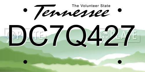 DC7Q427 Tennessee License Plate