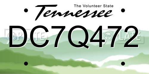 DC7Q472 Tennessee License Plate