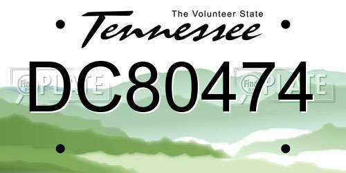 DC80474 Tennessee License Plate