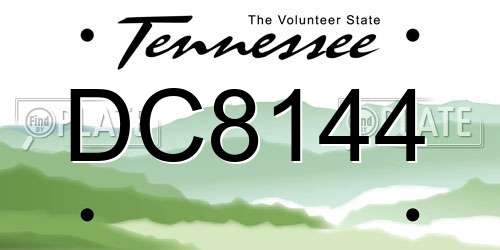 DC8144 Tennessee License Plate