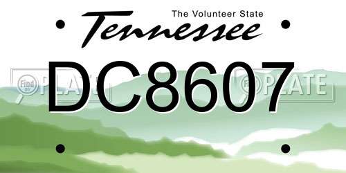 DC8607 Tennessee License Plate