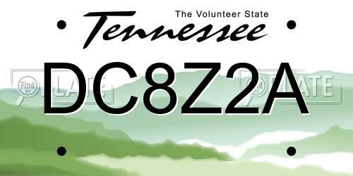 DC8Z2A Tennessee License Plate
