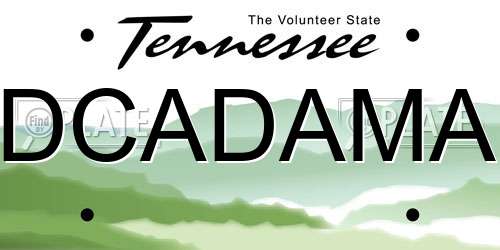 DCADAMA Tennessee License Plate