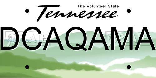 DCAQAMA Tennessee License Plate