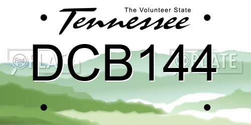 DCB144 Tennessee License Plate
