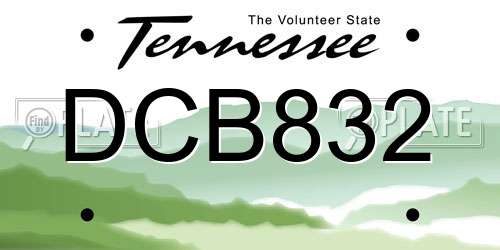 DCB832 Tennessee License Plate