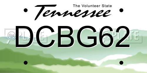 DCBG62 Tennessee License Plate