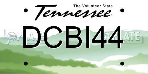 DCBI44 Tennessee License Plate